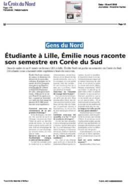 Revue de presse témoignage Emilie en Corée